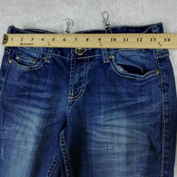 Cowgirl Tuff Co Womens Jeans Slim Boot Cut Blue Denim Stone Wash Rhinestone 26 - Picture 3 of 14